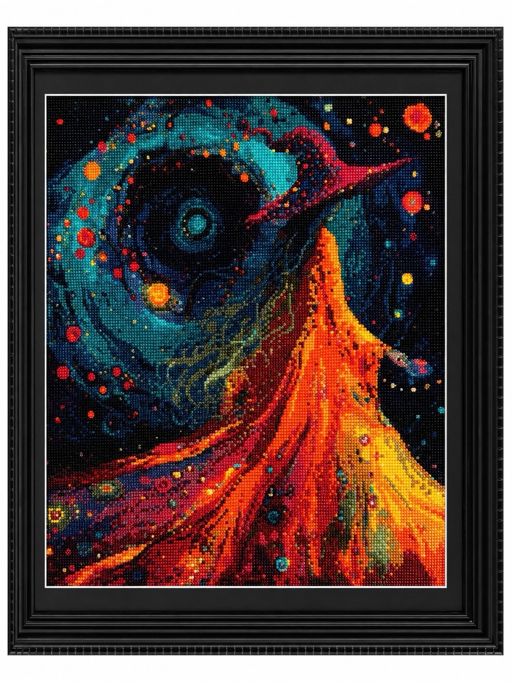 Cosmic Witch Diamond Art Print — Vibrant Orange & Teal Galaxy
